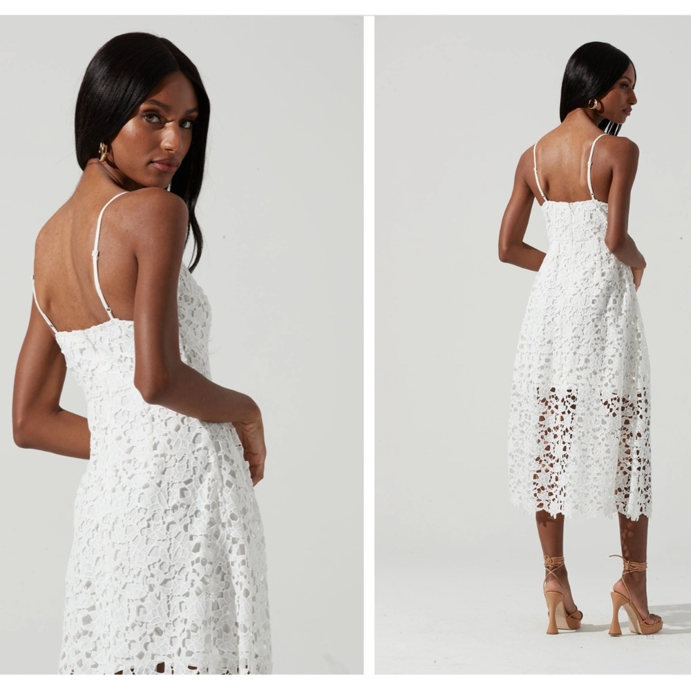 White Lace A-Line Midi Dress